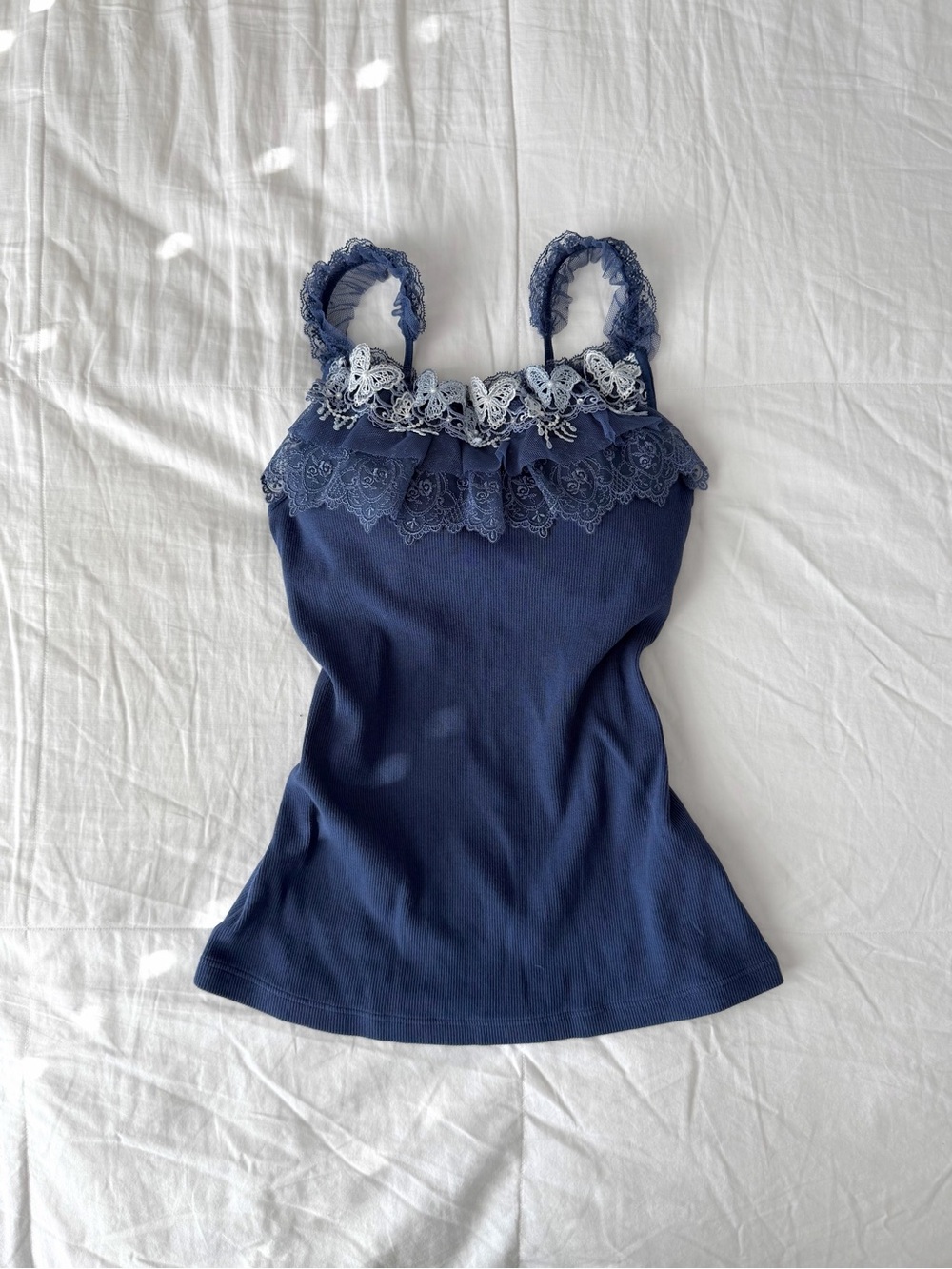 Japanese Brand Axes Femme Fairy Butterfly Lace Navy Camisole Size M